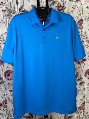 Callaway Golf Polo Shirt Blue Opti Dri Performance Short Sleeve XL Mens